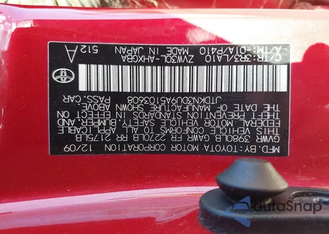 2010 Toyota Prius Iv z USA, uszkodzony, nr VIN JTDKN3DU9A5103608